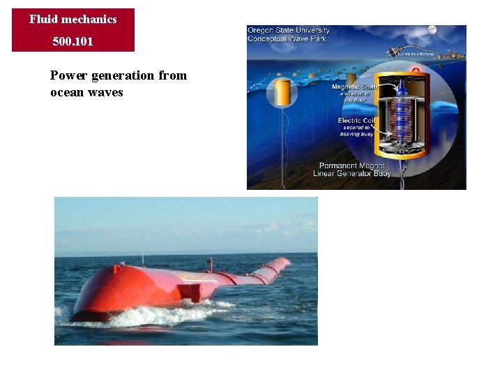 Fluid mechanics 500. 101 Power generation from ocean waves 
