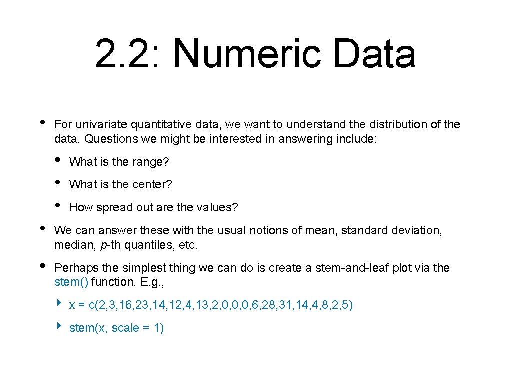 Univariate Numeric Ch 2 Univariate Data 553 283 Introduction to