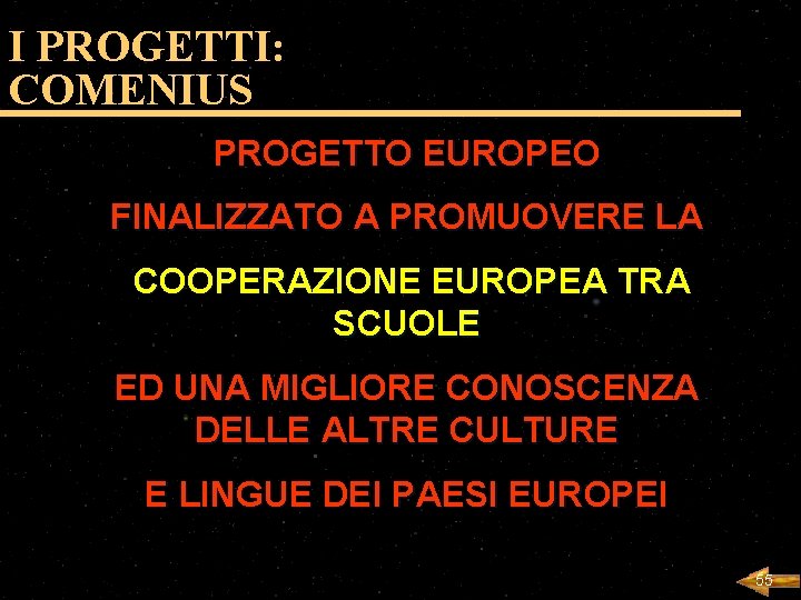 I PROGETTI: COMENIUS PROGETTO EUROPEO FINALIZZATO A PROMUOVERE LA COOPERAZIONE EUROPEA TRA SCUOLE ED