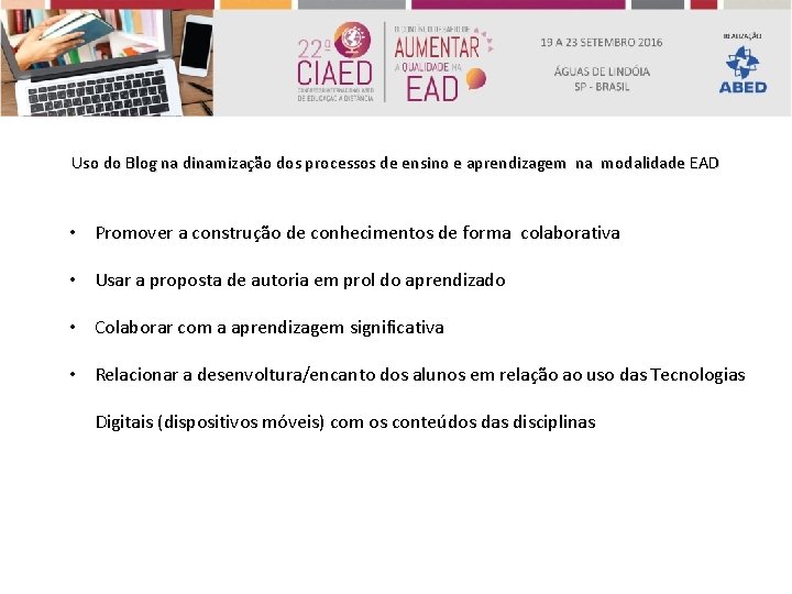 Uso do Blog na dinamização dos processos de ensino e aprendizagem na modalidade EAD