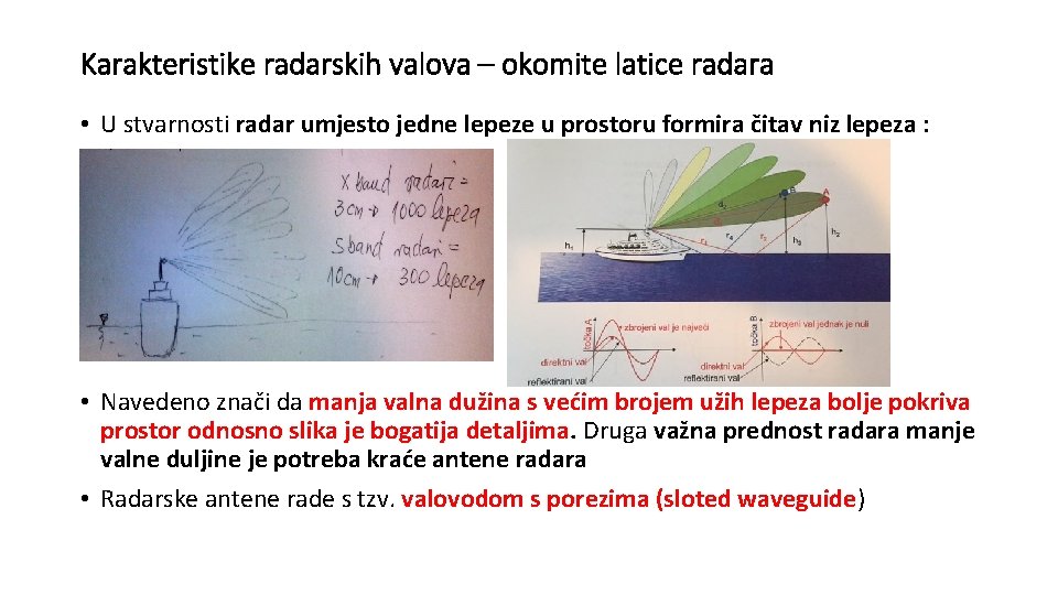 Karakteristike radarskih valova – okomite latice radara • U stvarnosti radar umjesto jedne lepeze