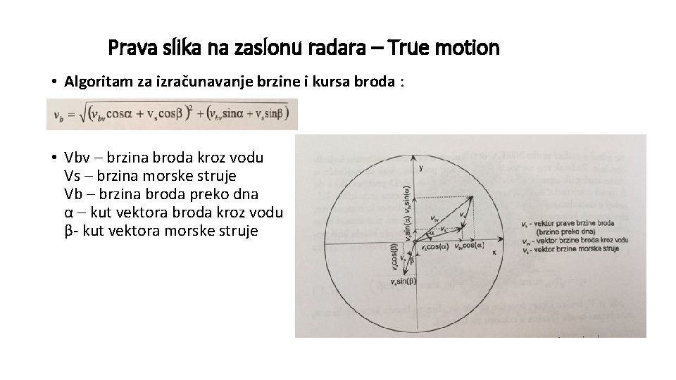 Prava slika na zaslonu radara – True motion • Algoritam za izračunavanje brzine i