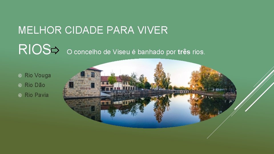 MELHOR CIDADE PARA VIVER RIOS Rio Vouga Rio Dão Rio Pavia O concelho de