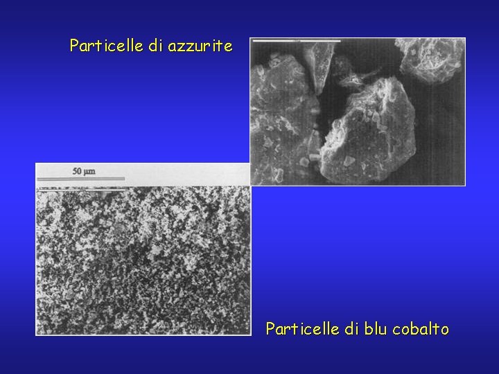 Particelle di azzurite Particelle di blu cobalto 