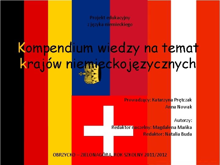 Projekt edukacyjny z języka niemieckiego Kompendium wiedzy na temat krajów niemieckojęzycznych Prowadzący: Katarzyna Prętczak