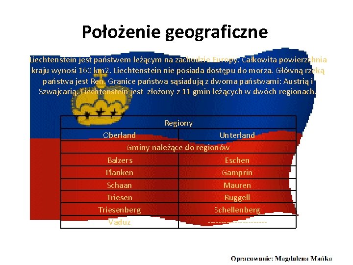 Położenie geograficzne Liechtenstein jest państwem leżącym na zachodzie Europy. Całkowita powierzchnia kraju wynosi 160