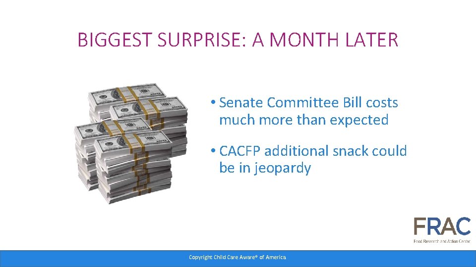 BIGGEST SURPRISE: A MONTH LATER • Senate Committee Bill costs much more than expected