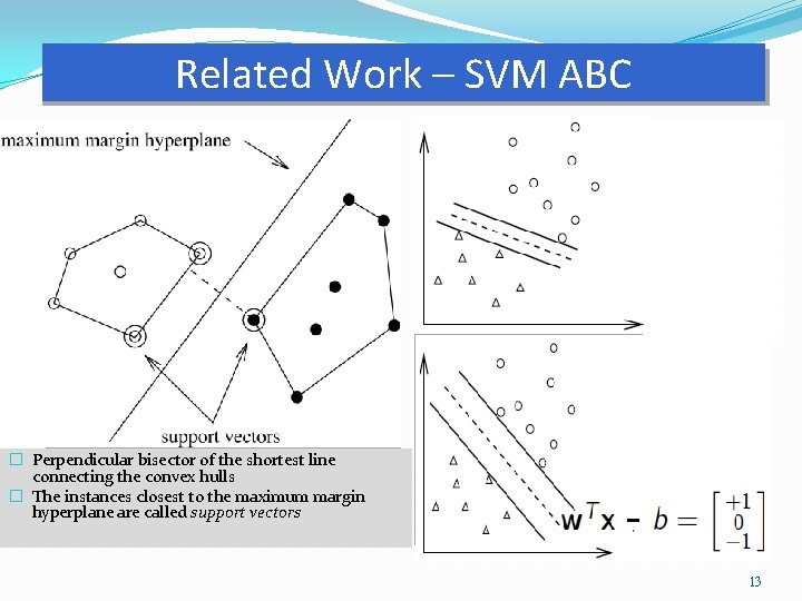 Related Work – SVM ABC � Perpendicular bisector of the shortest line connecting the