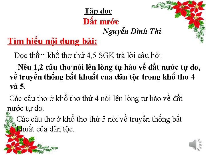 Tập đọc Đất nước Nguyễn Đình Thi Tìm hiểu nội dung bài: Đọc thầm