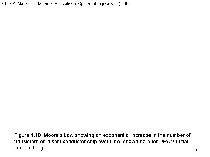 Chris A. Mack, Fundamental Principles of Optical Lithography, (c) 2007 Figure 1. 10 Moore’s