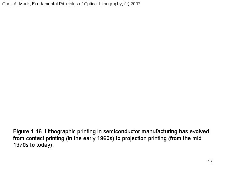Chris A. Mack, Fundamental Principles of Optical Lithography, (c) 2007 Figure 1. 16 Lithographic