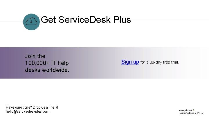Get Service. Desk Plus Join the 100, 000+ IT help desks worldwide. Have questions?