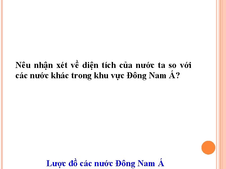 Nêu nhận xét về diện tích của nước ta so với các nước khác