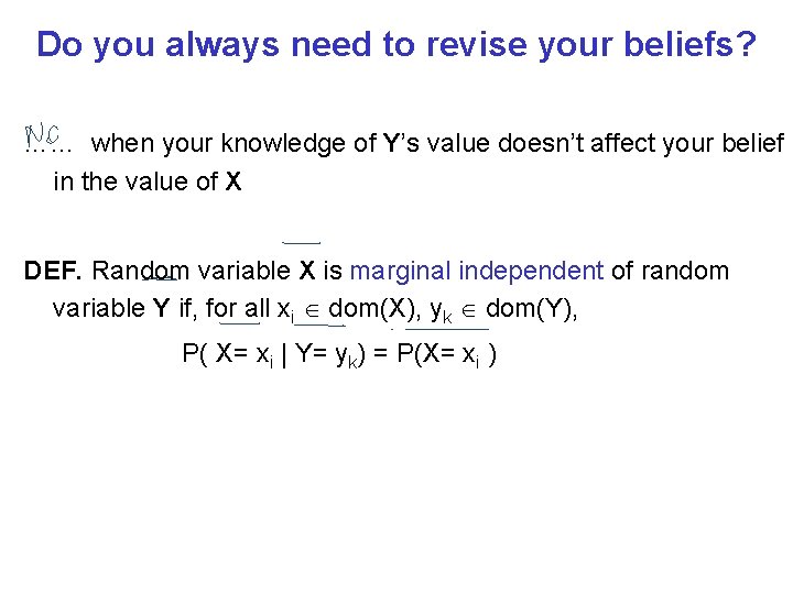 Do you always need to revise your beliefs? …… when your knowledge of Y’s