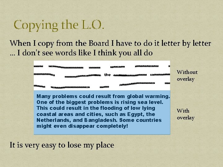 Copying the L. O. When I copy from the Board I have to do