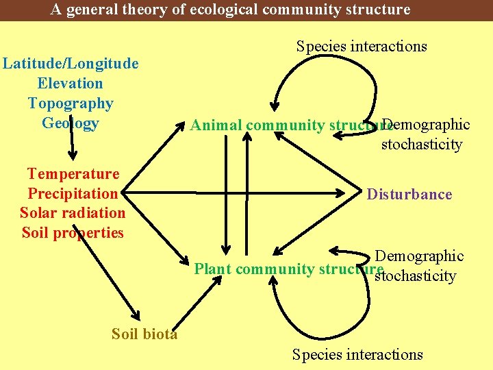 A general theory of ecological community structure Latitude/Longitude Elevation Topography Geology Temperature Precipitation Solar
