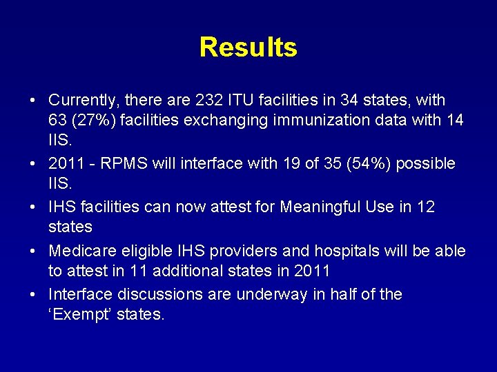 Results • Currently, there are 232 ITU facilities in 34 states, with 63 (27%) Results • Currently, there are 232 ITU facilities in 34 states, with 63 (27%)