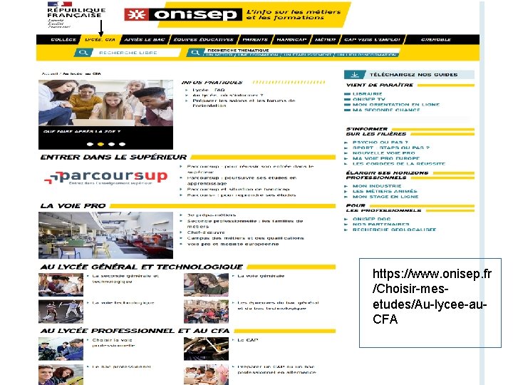 https: //www. onisep. fr /Choisir-mesetudes/Au-lycee-au. CFA 