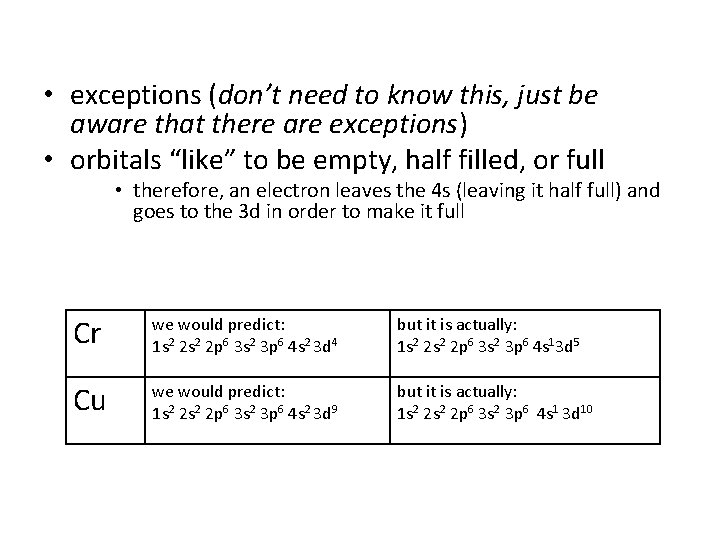  • exceptions (don’t need to know this, just be aware that there are