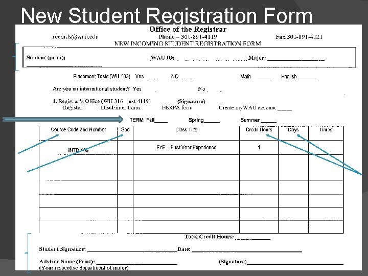 New Student Registration Form 