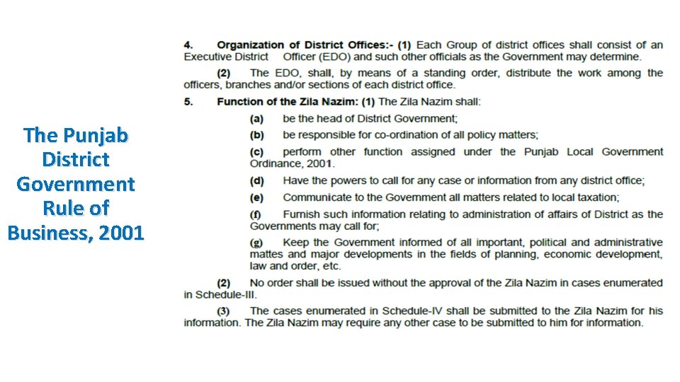 The Punjab District Government Rule of Business, 2001 