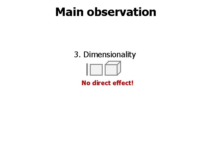 Main observation 3. Dimensionality No direct effect! 