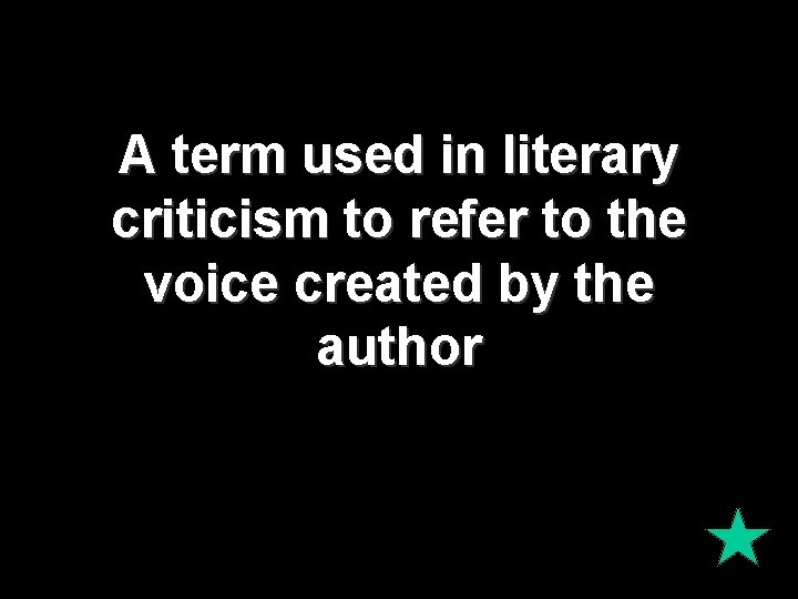 A term used in literary criticism to refer to the voice created by the