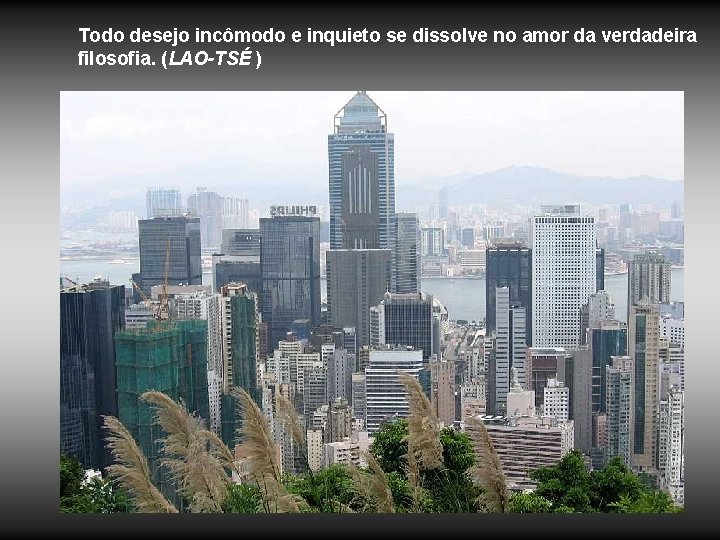 Todo desejo incômodo e inquieto se dissolve no amor da verdadeira filosofia. (LAO-TSÉ )