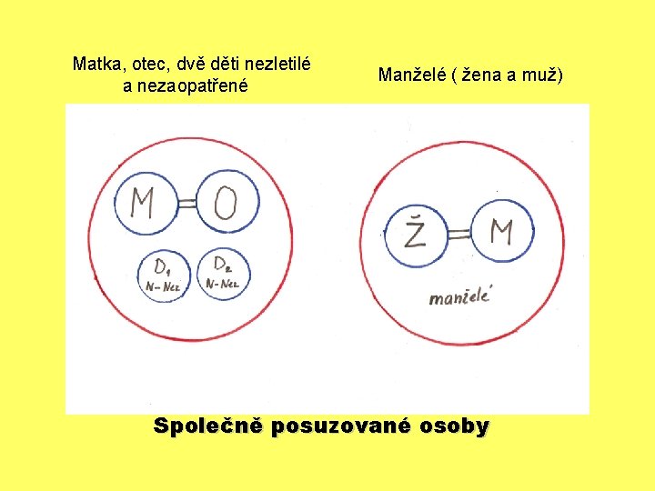 Matka, otec, dvě děti nezletilé a nezaopatřené Manželé ( žena a muž) Společně posuzované