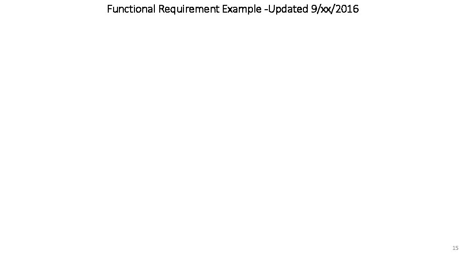 Functional Requirement Example -Updated 9/xx/2016 15 