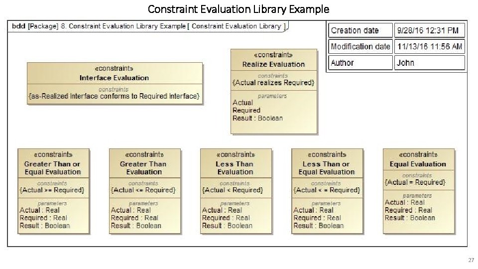 Constraint Evaluation Library Example 27 