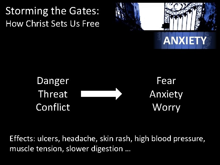 Storming the Gates: How Christ Sets Us Free ANXIETY Danger Threat Conflict Fear Anxiety