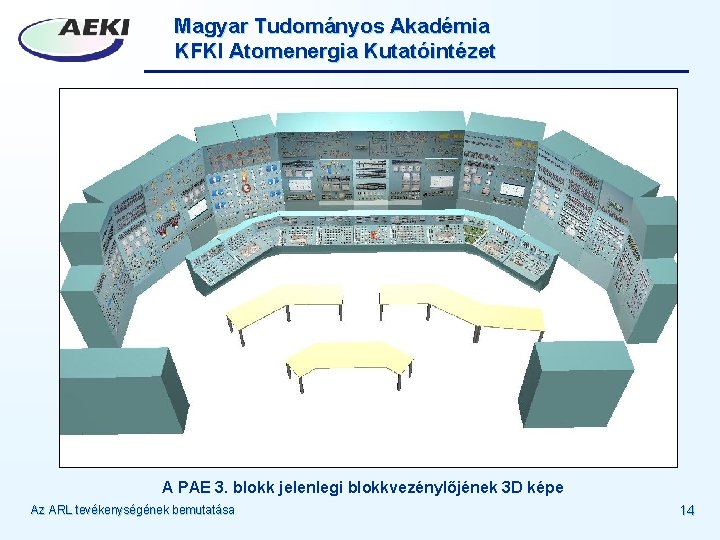 Magyar Tudományos Akadémia KFKI Atomenergia Kutatóintézet A PAE 3. blokk jelenlegi blokkvezénylőjének 3 D