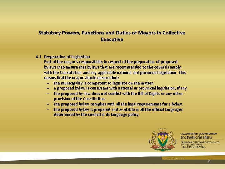 Statutory Powers, Functions and Duties of Mayors in Collective Executive 4. 1 Preparation of Statutory Powers, Functions and Duties of Mayors in Collective Executive 4. 1 Preparation of