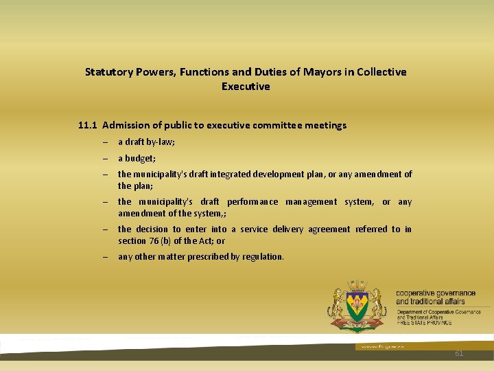 Statutory Powers, Functions and Duties of Mayors in Collective Executive 11. 1 Admission of Statutory Powers, Functions and Duties of Mayors in Collective Executive 11. 1 Admission of
