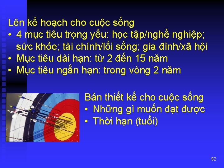 Lên kế hoạch cho cuộc sống • 4 mục tiêu trọng yếu: học tập/nghề