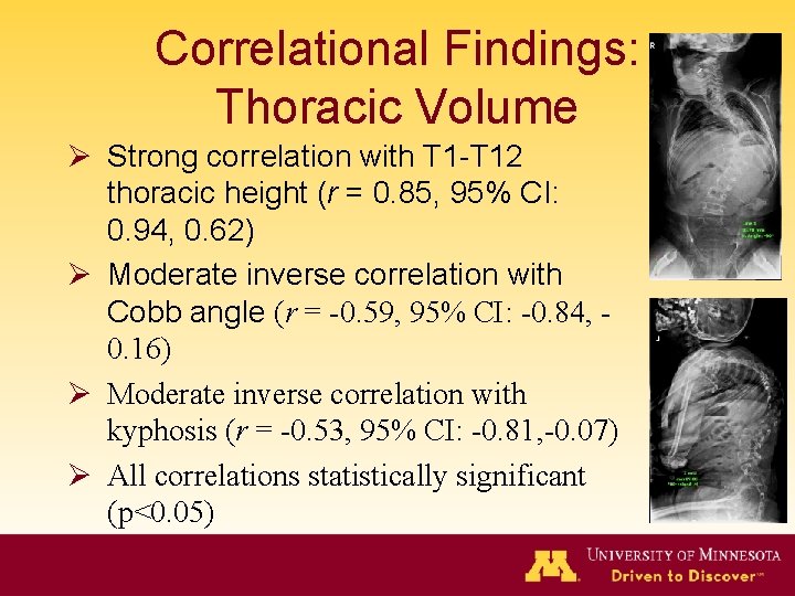 Correlational Findings: Thoracic Volume Ø Strong correlation with T 1 -T 12 thoracic height