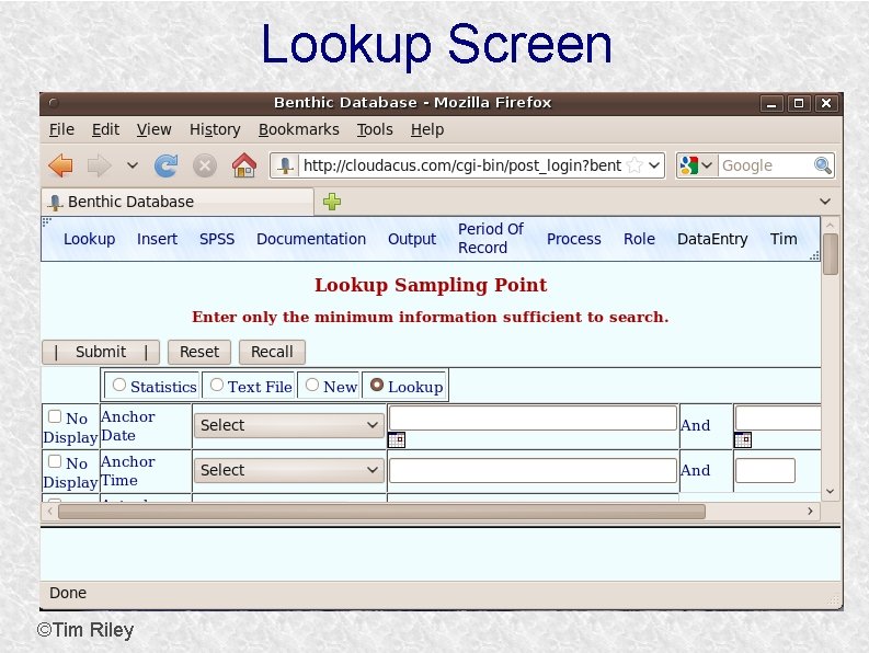 Lookup Screen ©Tim Riley 