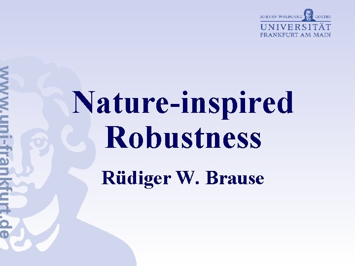 Nature-inspired Robustness Rüdiger W. Brause 