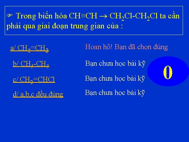  Trong biến hóa CH≡CH CH 2 Cl-CH 2 Cl ta cần phải qua