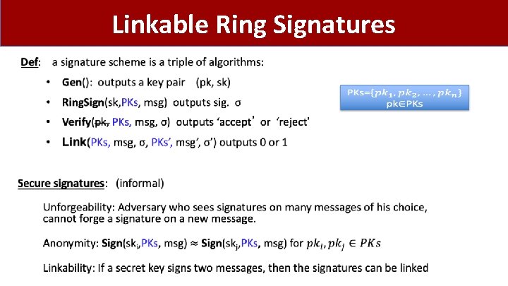 Linkable Ring Signatures • 