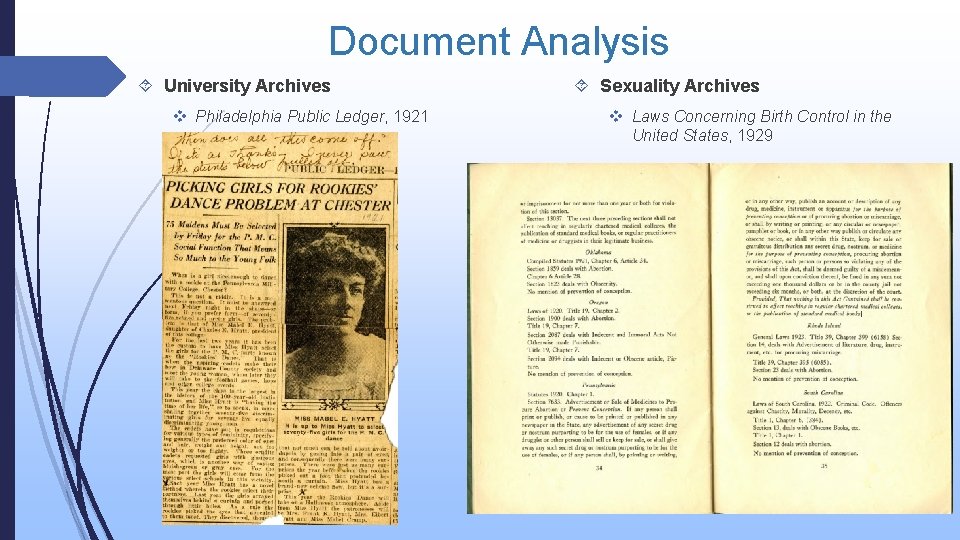 Document Analysis University Archives v Philadelphia Public Ledger, 1921 Sexuality Archives v Laws Concerning