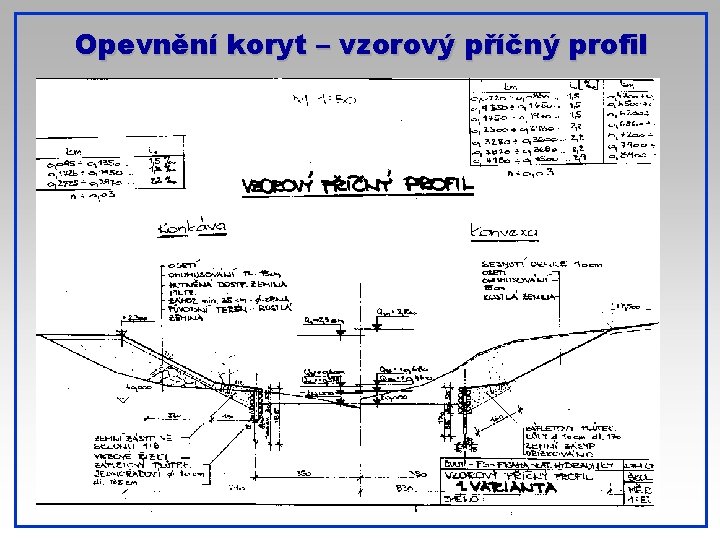 Opevnění koryt – vzorový příčný profil 