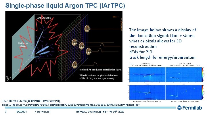 Single-phase liquid Argon TPC (l. Ar. TPC) The image below shows a display of