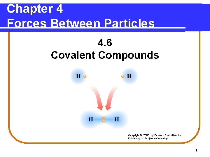 Chapter 4 Forces Between Particles 4. 6 Covalent Compounds Copyright © 2005 by Pearson