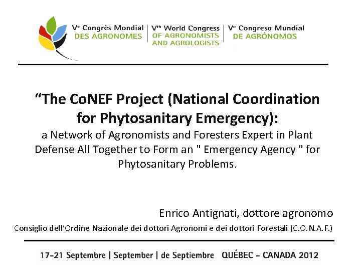“The Co. NEF Project (National Coordination for Phytosanitary Emergency): a Network of Agronomists and