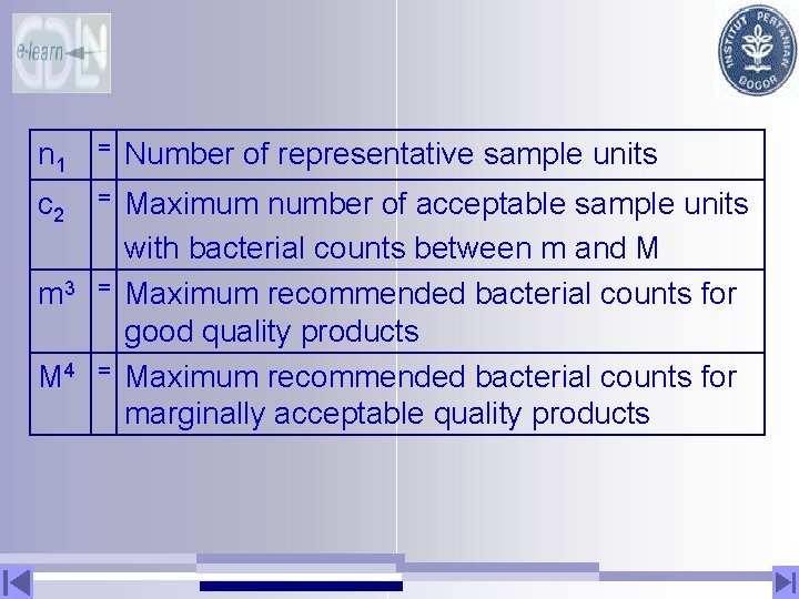 n 1 = Number of representative sample units c 2 = m 3 =