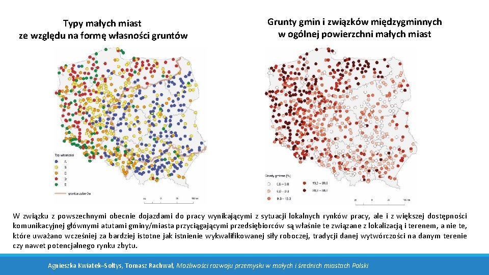 Typy małych miast ze względu na formę własności gruntów Grunty gmin i związków międzygminnych