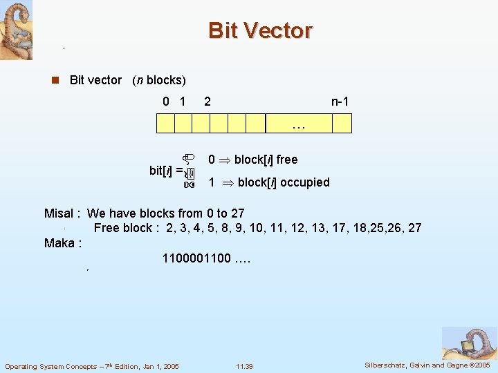 Bit Vector n Bit vector (n blocks) 0 1 2 n-1 … bit[i] =