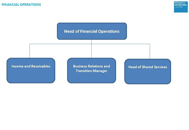 FINANCIAL OPERATIONS Head of Financial Operations Income and Receivables Business Relations and Transition Manager